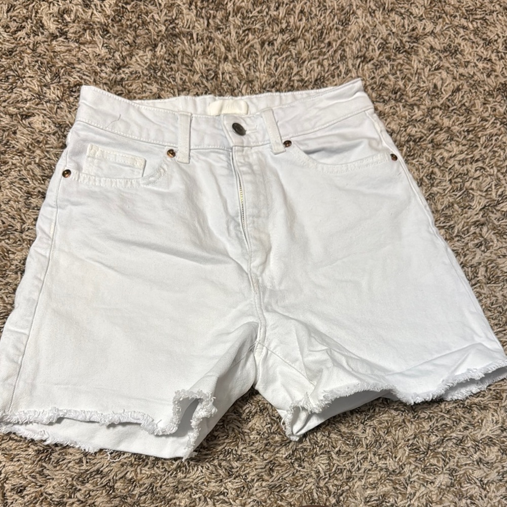 H&M White High Waist Denim Shorts